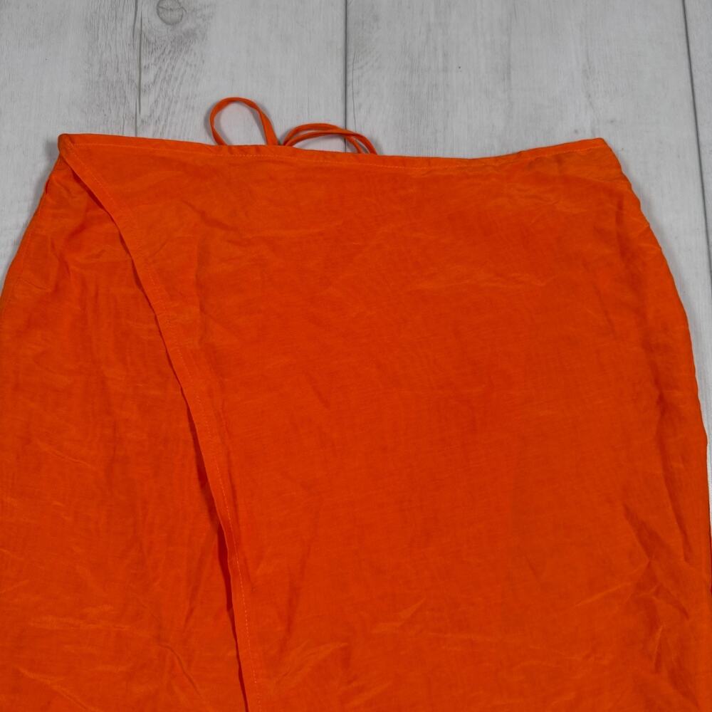Ziah Orange Wrap Skirt Midi Beach Travel Women's XS - Picture 2 of 11